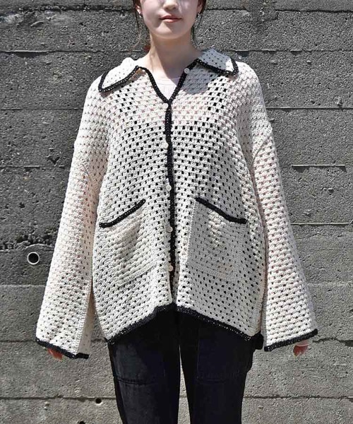 Bleu Bleuet(ブルーブルーエ)の「【ZOZO限定】クロシェシャツカラートップス(カーディガン/ボレロ・レディース・ホワイト系その他/A・FREE)」の7枚目の写真