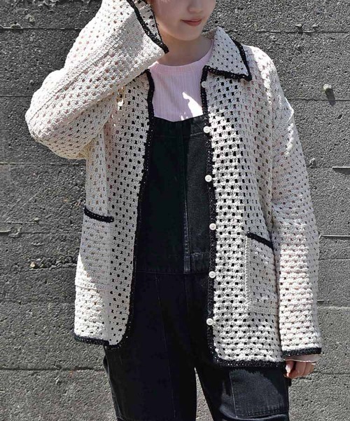 Bleu Bleuet(ブルーブルーエ)の「【ZOZO限定】クロシェシャツカラートップス(カーディガン/ボレロ・レディース・ホワイト系その他/A・FREE)」の6枚目の写真