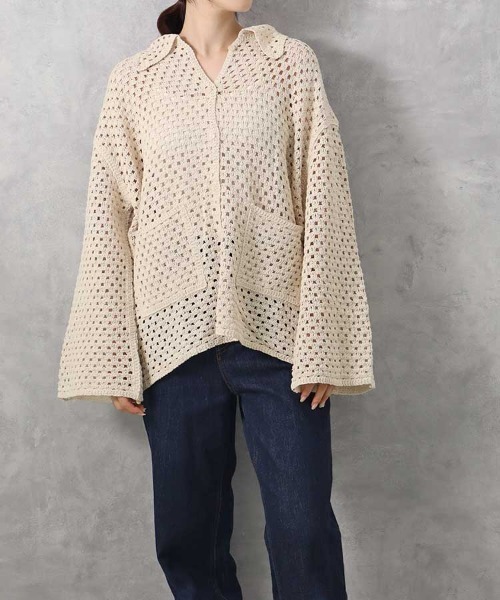 Bleu Bleuet(ブルーブルーエ)の「【ZOZO限定】クロシェシャツカラートップス(カーディガン/ボレロ・レディース・ホワイト系その他/A・FREE)」の8枚目の写真