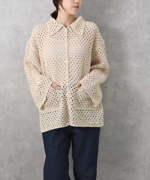 Bleu Bleuet(ブルーブルーエ)の「【ZOZO限定】クロシェシャツカラートップス(カーディガン/ボレロ・レディース・ホワイト系その他/A・FREE)」の9枚目の写真