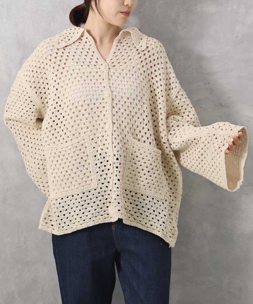 Bleu Bleuet(ブルーブルーエ)の「【ZOZO限定】クロシェシャツカラートップス(カーディガン/ボレロ・レディース・ホワイト系その他/A・FREE)」の15枚目の写真