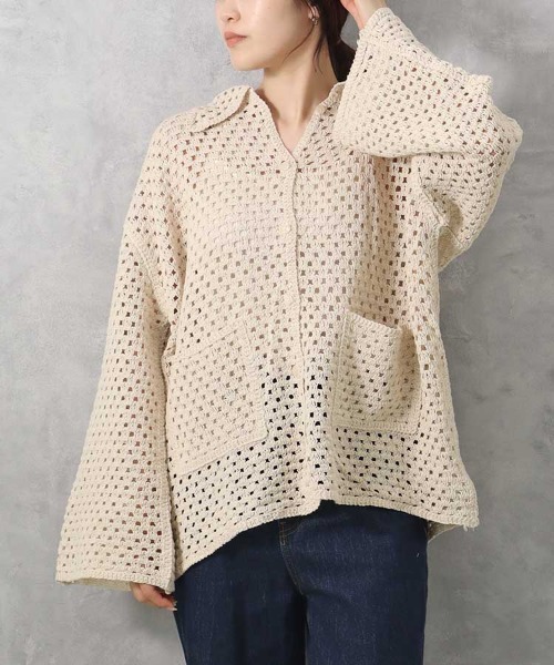 Bleu Bleuet(ブルーブルーエ)の「【ZOZO限定】クロシェシャツカラートップス(カーディガン/ボレロ・レディース・ホワイト系その他/A・FREE)」の16枚目の写真
