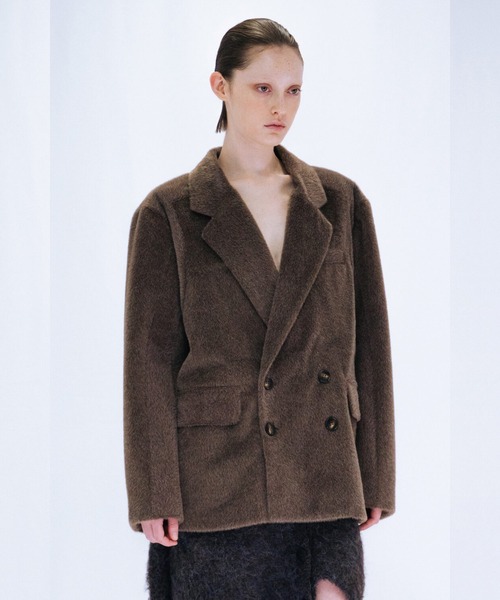VIAVANDA(ヴィアヴァンダ)の「FUR DOUBLE JACKET(テーラードジャケット・レディース・グレー/ブラウン・FREE)」の3枚目の写真