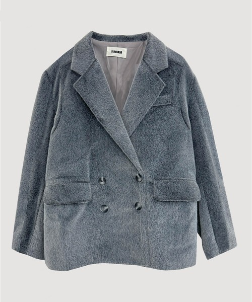 VIAVANDA(ヴィアヴァンダ)の「FUR DOUBLE JACKET(テーラードジャケット・レディース・グレー/ブラウン・FREE)」の14枚目の写真