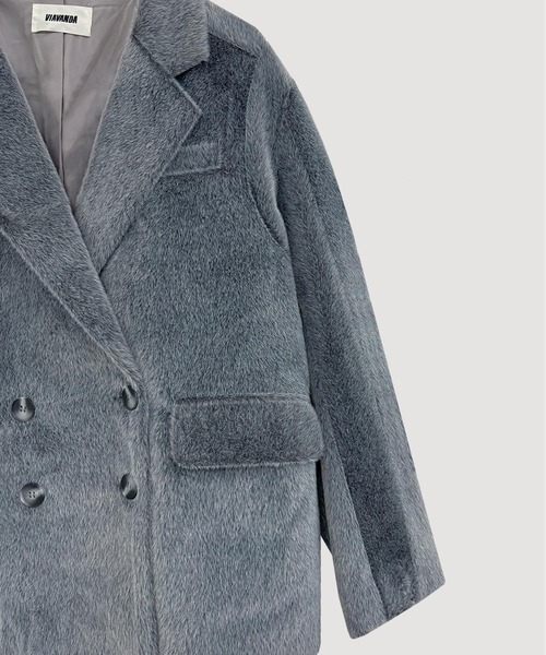 VIAVANDA(ヴィアヴァンダ)の「FUR DOUBLE JACKET(テーラードジャケット・レディース・グレー/ブラウン・FREE)」の16枚目の写真
