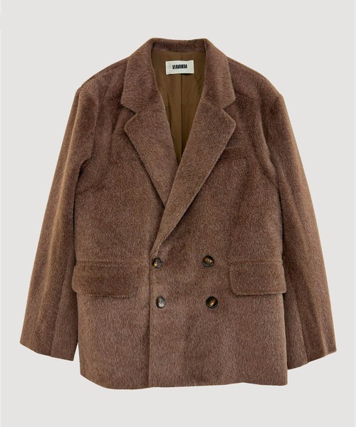 VIAVANDA(ヴィアヴァンダ)の「FUR DOUBLE JACKET(テーラードジャケット・レディース・グレー/ブラウン・FREE)」の17枚目の写真