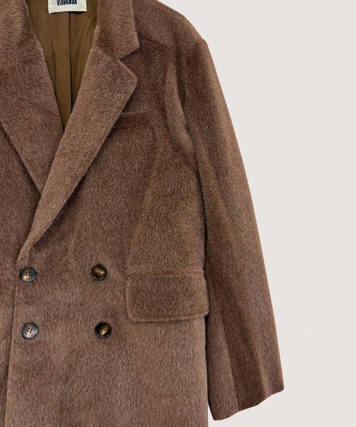 VIAVANDA(ヴィアヴァンダ)の「FUR DOUBLE JACKET(テーラードジャケット・レディース・グレー/ブラウン・FREE)」の19枚目の写真