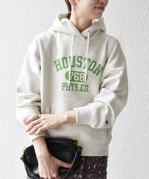 Champion(チャンピオン)の「Champion:〈洗濯機可能〉リバースウィーブ(R) 裏起毛 フーディー スウェット パーカー(パーカー・レディース・ネイビー/ライトグレー・ONE SIZE)」の17枚目の写真