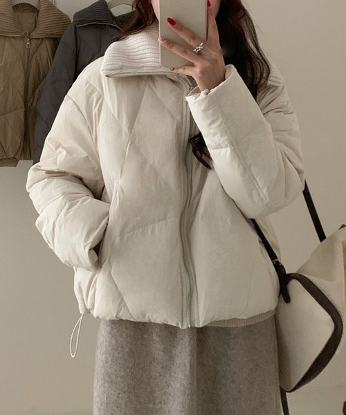 【NEW】アイモハ（aimoha）/リブ襟ショートダウン セール】リブ襟ショートダウン（ダウンジャケット/コート）｜aimoha