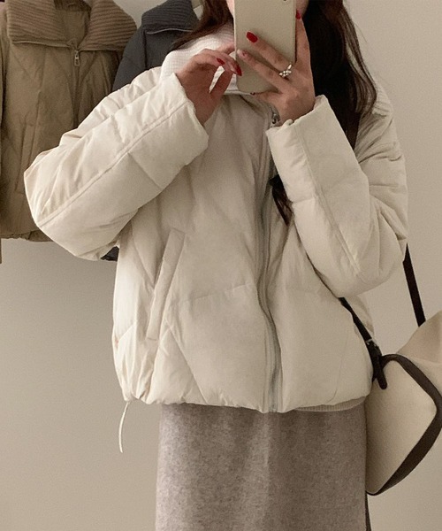 セール】リブ襟ショートダウン（ダウンジャケット/コート）｜aimoha