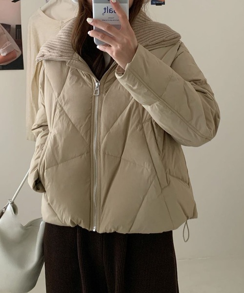 セール】リブ襟ショートダウン（ダウンジャケット/コート）｜aimoha
