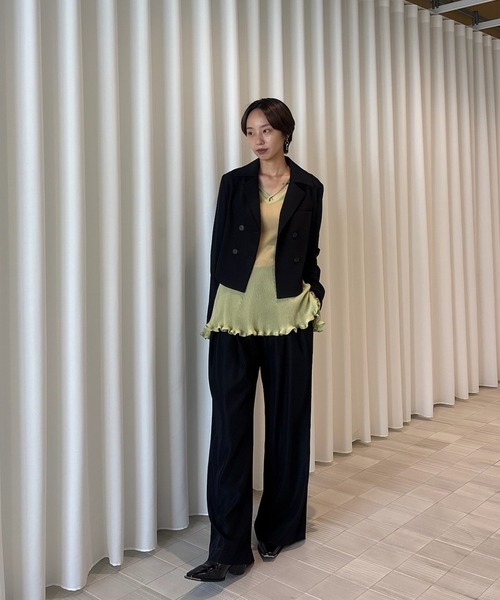 Ameri（アメリ）の「ROUND HEM JACKET SET UP（つなぎ/オールインワン・レディース・ピンク/ブラック/ブラウン・MEDIUM/SMALL）」の10枚目の写真