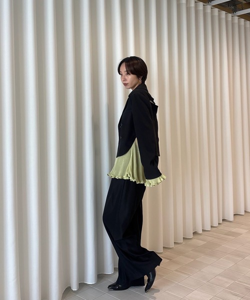 Ameri（アメリ）の「ROUND HEM JACKET SET UP（つなぎ/オールインワン・レディース・ピンク/ブラック/ブラウン・MEDIUM/SMALL）」の11枚目の写真