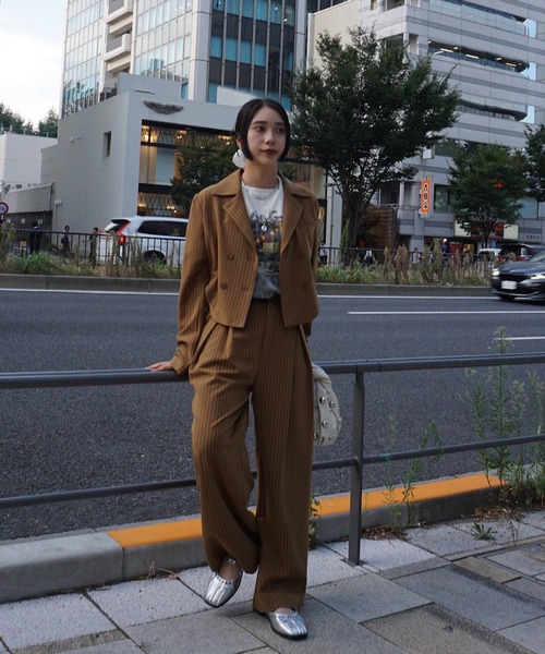 Ameri（アメリ）の「ROUND HEM JACKET SET UP（つなぎ/オールインワン・レディース・ピンク/ブラック/ブラウン・MEDIUM/SMALL）」の20枚目の写真