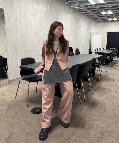 Ameri（アメリ）の「ROUND HEM JACKET SET UP（つなぎ/オールインワン・レディース・ピンク/ブラック/ブラウン・MEDIUM/SMALL）」の8枚目の写真