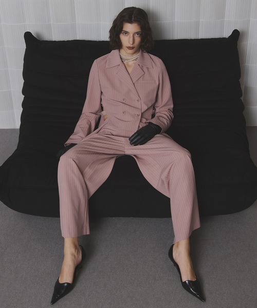 Ameri（アメリ）の「ROUND HEM JACKET SET UP（つなぎ/オールインワン・レディース・ピンク/ブラック/ブラウン・MEDIUM/SMALL）」の15枚目の写真