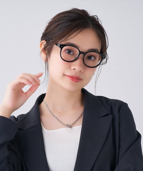 ボストン型 メガネ｜黒縁フレーム 伊達めがね 度付き（レンズ