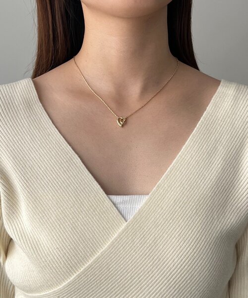 新色/ライトベージュ・グレー】クロスVネックニット（ニット/セーター