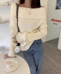 H.TOKYO | オフショルダー ワイドリブニットプルオーバー(ニット/セーター)