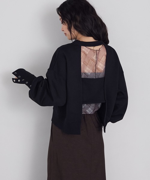 forksy.（フォルクシー）の「【forksy.】オープンバックロングカフススウェットプルオーバー（スウェット・レディース・ブラック/ブラウン/オートミール/ホワイト系・FREE）」の2枚目の写真