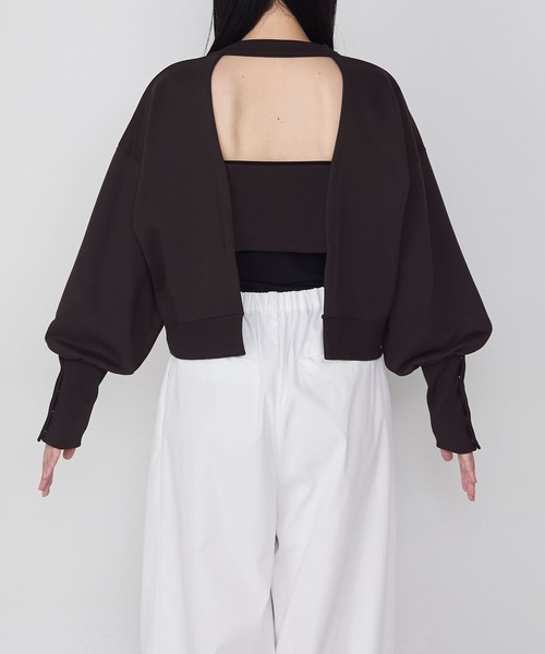 forksy.（フォルクシー）の「【forksy.】オープンバックロングカフススウェットプルオーバー（スウェット・レディース・ブラック/ブラウン/オートミール/ホワイト系・FREE）」の6枚目の写真