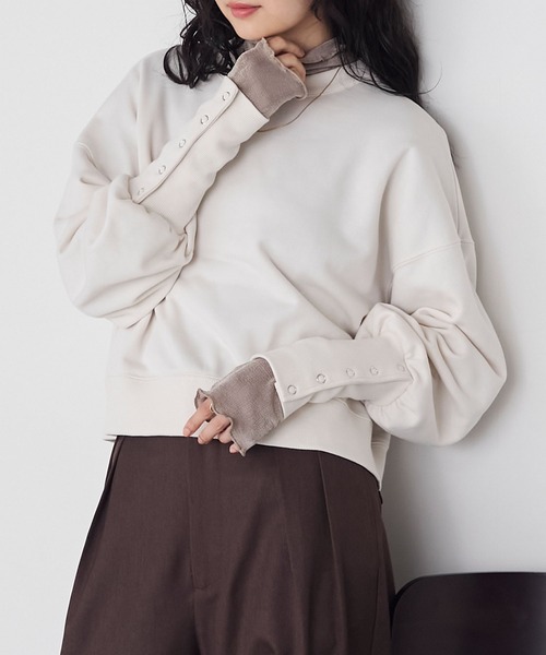 forksy.（フォルクシー）の「【forksy.】オープンバックロングカフススウェットプルオーバー（スウェット・レディース・ブラック/ブラウン/オートミール/ホワイト系・FREE）」の10枚目の写真