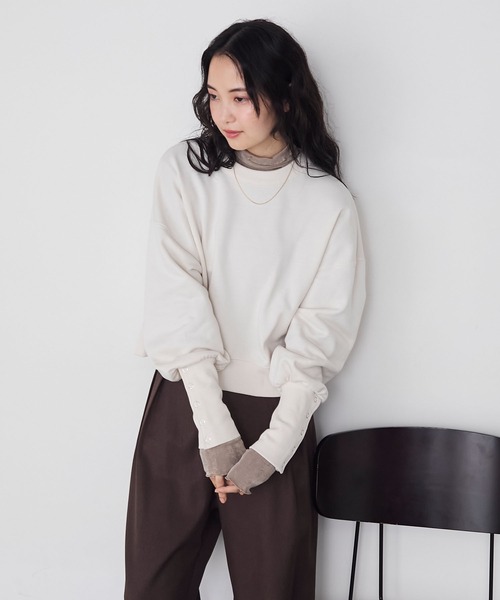 forksy.（フォルクシー）の「【forksy.】オープンバックロングカフススウェットプルオーバー（スウェット・レディース・ブラック/ブラウン/オートミール/ホワイト系・FREE）」の11枚目の写真