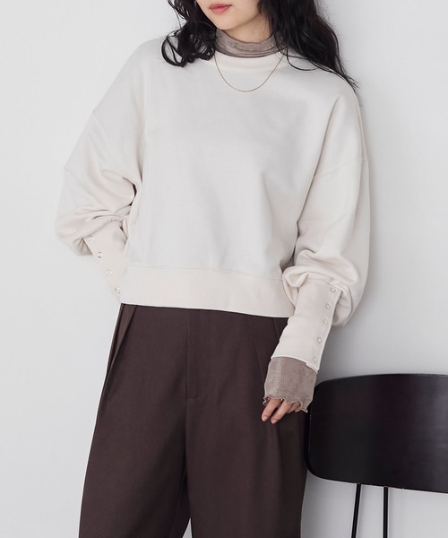 forksy.（フォルクシー）の「【forksy.】オープンバックロングカフススウェットプルオーバー（スウェット・レディース・ブラック/ブラウン/オートミール/ホワイト系・FREE）」の12枚目の写真