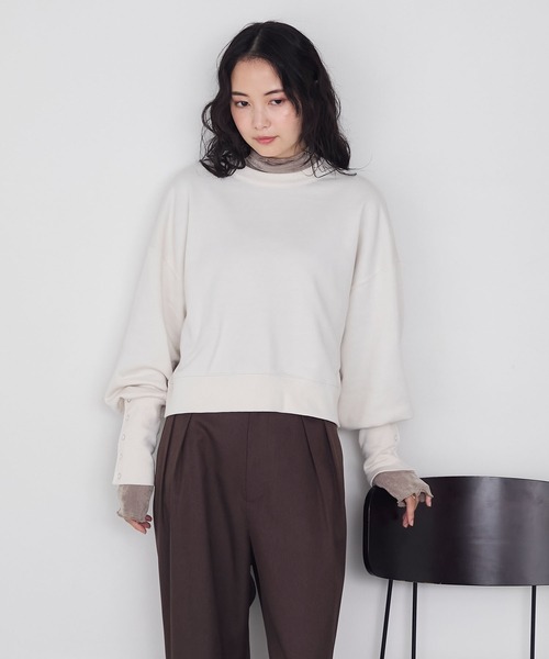 forksy.（フォルクシー）の「【forksy.】オープンバックロングカフススウェットプルオーバー（スウェット・レディース・ブラック/ブラウン/オートミール/ホワイト系・FREE）」の13枚目の写真