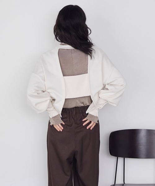 forksy.（フォルクシー）の「【forksy.】オープンバックロングカフススウェットプルオーバー（スウェット・レディース・ブラック/ブラウン/オートミール/ホワイト系・FREE）」の16枚目の写真