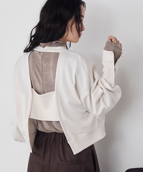 forksy.（フォルクシー）の「【forksy.】オープンバックロングカフススウェットプルオーバー（スウェット・レディース・ブラック/ブラウン/オートミール/ホワイト系・FREE）」の19枚目の写真