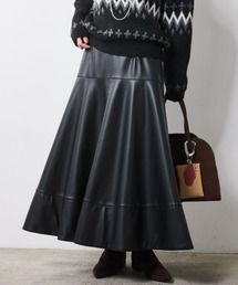 CHIC STYLE（シックスタイル）の「フェイクレザーフレアスカート＜大きいサイズ有＞シックスタイル（スカート）」
