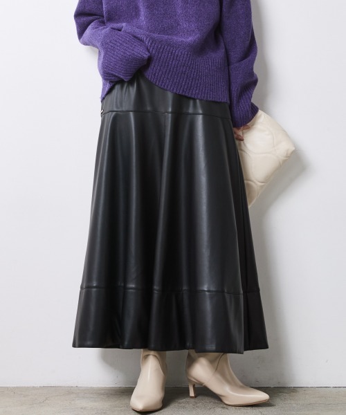 CHIC STYLE(シックスタイル)の「フェイクレザーフレアスカート<大きいサイズ有>シックスタイル(スカート・レディース・ブラック/ブラウン・3L/LL/L/M/5L/4L)」の13枚目の写真