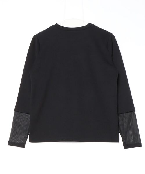 Anna Nicola(アンナニコラ)の「Anna Nicola 袖シアー箔プリントロゴカットソー(Tシャツ/カットソー・レディース・ブラック/チャコールグレー/ブルー・38)」の5枚目の写真