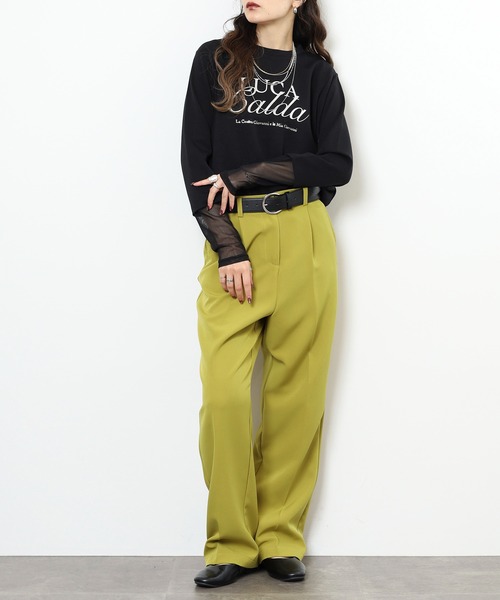 Anna Nicola(アンナニコラ)の「Anna Nicola 袖シアー箔プリントロゴカットソー(Tシャツ/カットソー・レディース・ブラック/チャコールグレー/ブルー・38)」の10枚目の写真