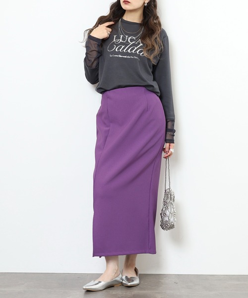 Anna Nicola(アンナニコラ)の「Anna Nicola 袖シアー箔プリントロゴカットソー(Tシャツ/カットソー・レディース・ブラック/チャコールグレー/ブルー・38)」の15枚目の写真