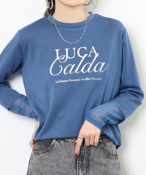 Anna Nicola(アンナニコラ)の「Anna Nicola 袖シアー箔プリントロゴカットソー(Tシャツ/カットソー・レディース・ブラック/チャコールグレー/ブルー・38)」の17枚目の写真