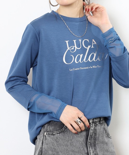 Anna Nicola(アンナニコラ)の「Anna Nicola 袖シアー箔プリントロゴカットソー(Tシャツ/カットソー・レディース・ブラック/チャコールグレー/ブルー・38)」の18枚目の写真
