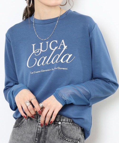 Anna Nicola(アンナニコラ)の「Anna Nicola 袖シアー箔プリントロゴカットソー(Tシャツ/カットソー・レディース・ブラック/チャコールグレー/ブルー・38)」の16枚目の写真