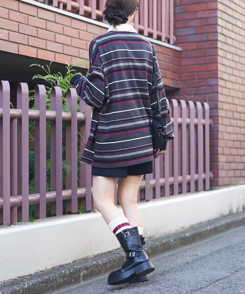 GEVACO(ゲバコ)の「【GEVACO】マルチボーダーラガーシャツ(Tシャツ/カットソー・レディース・グレー/チャコールグレー・SMALL/MEDIUM/LARGE)」の22枚目の写真