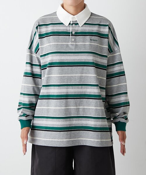 GEVACO(ゲバコ)の「【GEVACO】マルチボーダーラガーシャツ(Tシャツ/カットソー・レディース・グレー/チャコールグレー・SMALL/MEDIUM/LARGE)」の9枚目の写真