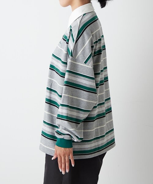 GEVACO(ゲバコ)の「【GEVACO】マルチボーダーラガーシャツ(Tシャツ/カットソー・レディース・グレー/チャコールグレー・SMALL/MEDIUM/LARGE)」の13枚目の写真