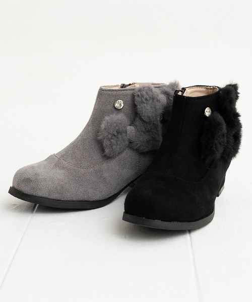 POMPKINS(ポプキンズ)の「【POMPKINS/ポプキンズ】ファーリボンブーティ(ブーツ・キッズ・グレー/ブラック・20cm/21cm/22cm/23cm)」の8枚目の写真