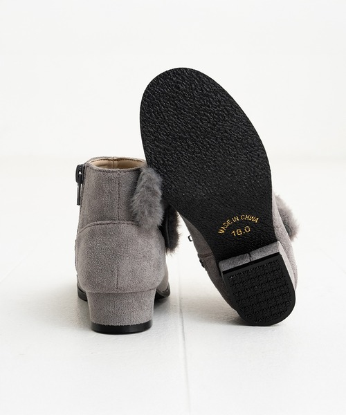 POMPKINS(ポプキンズ)の「【POMPKINS/ポプキンズ】ファーリボンブーティ(ブーツ・キッズ・グレー/ブラック・20cm/21cm/22cm/23cm)」の7枚目の写真