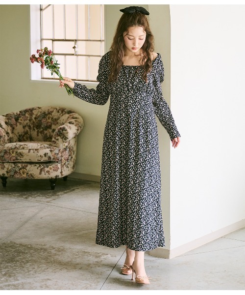 PEACH JOHN（ピーチジョン）の「バストギャザーフラワーワンピース（ワンピース・レディース・ブラウン/ブラック・ONE SIZE）」の4枚目の写真