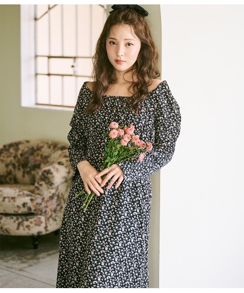 PEACH JOHN（ピーチジョン）の「バストギャザーフラワーワンピース（ワンピース・レディース・ブラウン/ブラック・ONE SIZE）」の6枚目の写真