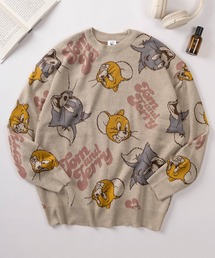 【71】【TOM&JERRY/トムとジェリー】総柄 リブライン サイドライン アソート ジャガードニット