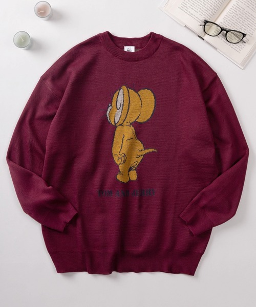 Tom＆Jerry（トムアンドジェリー）の「【71】【TOM＆JERRY/トムとジェリー】総柄 リブライン サイドライン アソート ジャガードニット（ニット/セーター・レディース・グレー/オフホワイト/ブルー/ワイン/オレンジ/ネイビー/ベージュ/グリーン・M/L）」の8枚目の写真