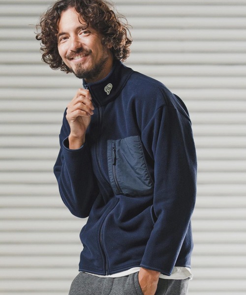 1minute 1second（ワンミニットワンセカンド）の「mj11158-microfleece zip jacket with 1M1S chenille embroidered patch フリースジャケット(1M25F280)（その他アウター・メンズ・ネイビー/ブラック・XXL/XL/L/M）」の2枚目の写真