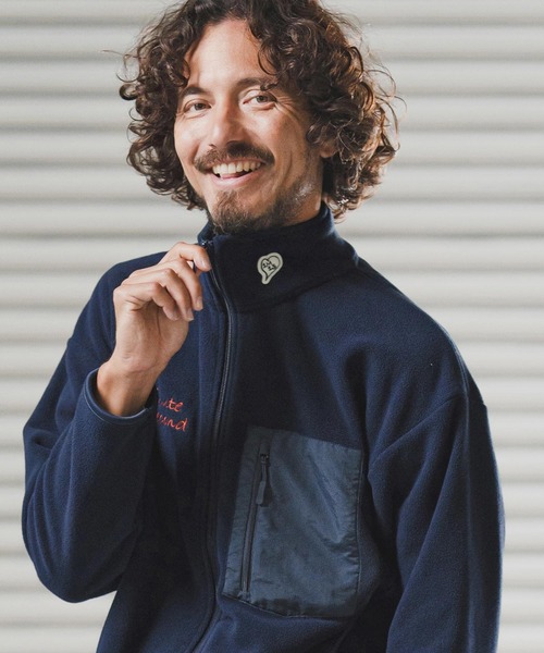 1minute 1second（ワンミニットワンセカンド）の「mj11158-microfleece zip jacket with 1M1S chenille embroidered patch フリースジャケット(1M25F280)（その他アウター・メンズ・ネイビー/ブラック・XXL/XL/L/M）」の6枚目の写真